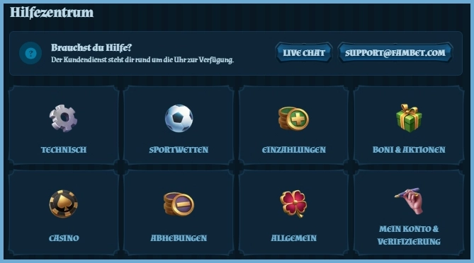 Kontaktmöglichkeiten bei FamBet